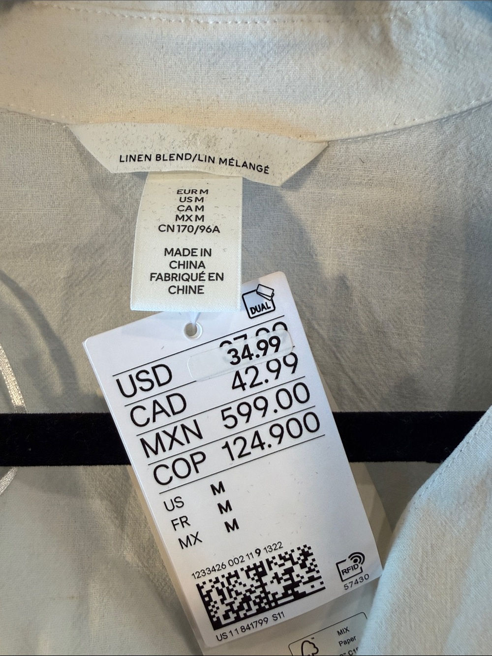 H&M Cream Button-Down Mini Dress with Tan Belt - Picture 3 of 4